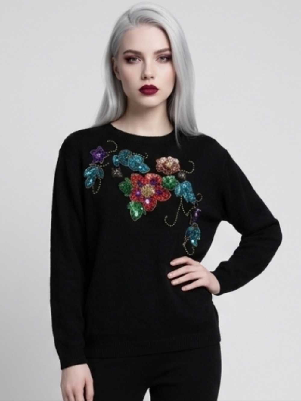 Victoria Jones Sequin Beaded Sweater Size Medium NWT